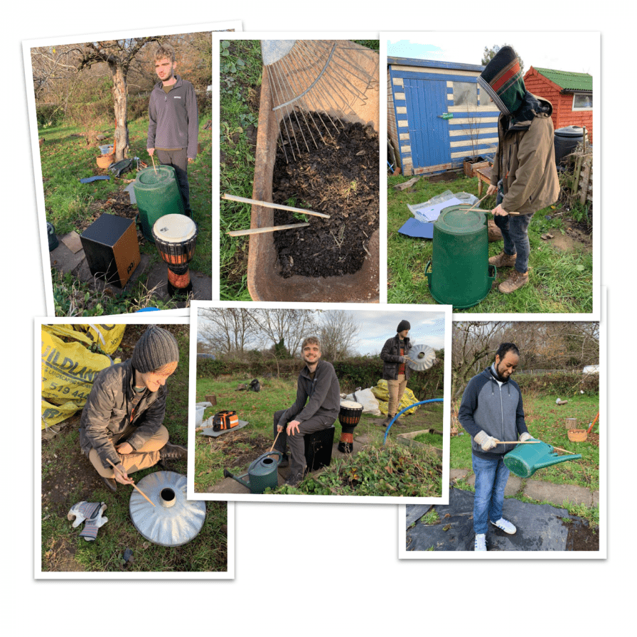 Music workshop at the allotment
