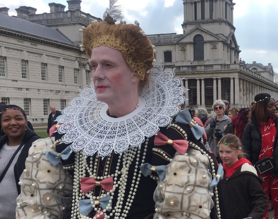 Chris Green transformed into Queen Elizabeth I