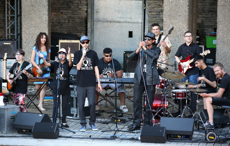 SWITCH performing in the Midlands Arts Centre, Outdoor Arena