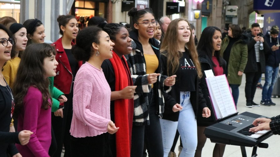 Wallington Girls Gospel Choir taking part in our 100 Choirs event in 2018