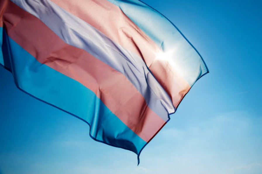 Blue, white and pink flag