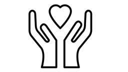 Icon of a heart hovering above two cupped hands