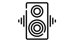 Icon of stack speaker with waves of sound coming out