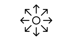 Icon of a circle surrounded by arrows pointing outwards