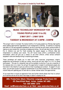 MUSIC TECHNOLOGY WORKSHOP FOR YOUNG PEOPLE