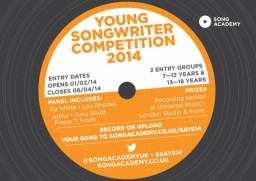 Song Academy Young Songwriter 2014 competition is open for entries